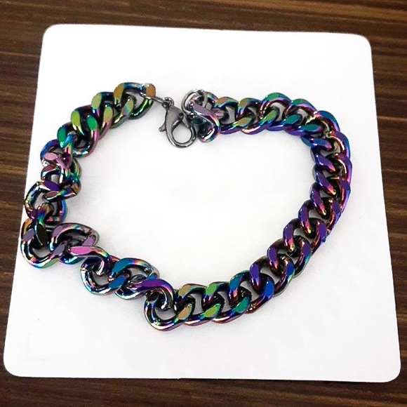 Any 2/$20! Rainbow Clasp Chain Unisex Bracelet - Picture 6 of 8